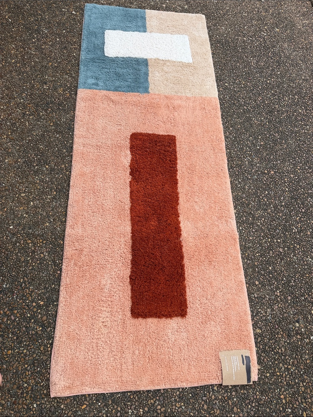 West Elm Light Sienna Bath Mat - Colorblock Bath Mat 24"X65 1/4”